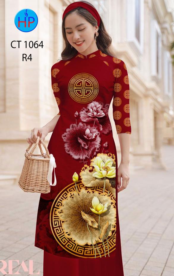 Vải Áo Dài Hoa Sen Vàng AD CT1064 44